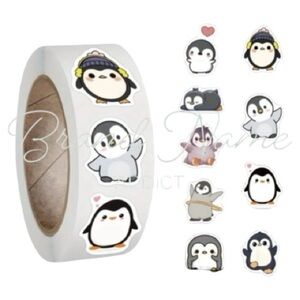 PRICE IS FIRM - Roll of 500 Baby Penguin (8 different design) Stickers